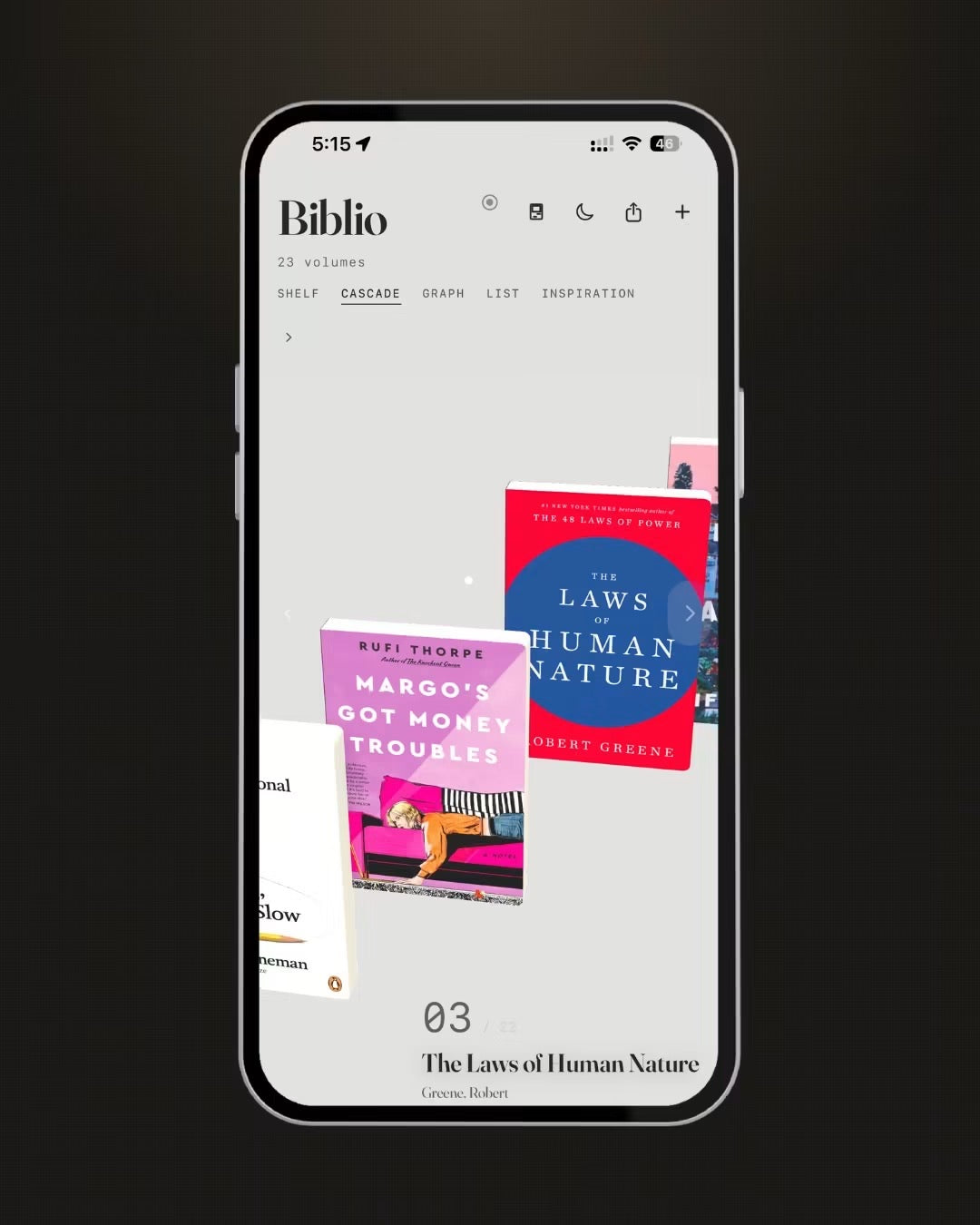 Biblio.ink 3D bookshelf